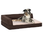 Materasso Ergonomico per Cani 75x53cm Pile Effetto Lino Marrone