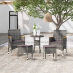 Set Divani da Giardino 5 pz in Polyrattan Grigio
