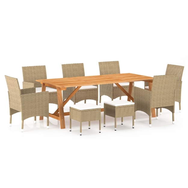 Set Mobili da Pranzo per Giardino 9 pz Beige