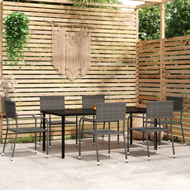 Set Mobili da Pranzo da Giardino 7 pz Grigio