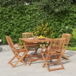 Set da Pranzo per Giardino 5 pz in Legno Massello di Acacia