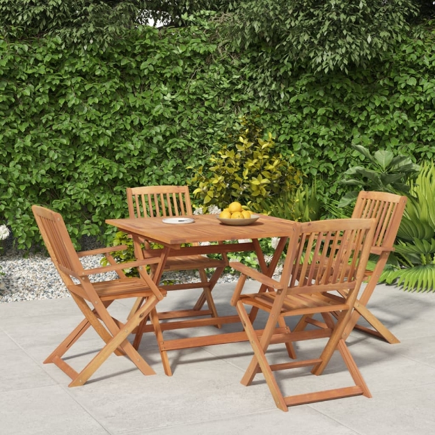 Set da Pranzo per Giardino 5 pz in Legno Massello di Acacia