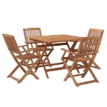 Set da Pranzo per Giardino 5 pz in Legno Massello di Acacia