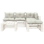 Set Salotto da Giardino su Pallet 6 pz e Cuscini Beige in Legno