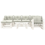 Set Salotto da Giardino su Pallet 8 pz e Cuscini Beige in Legno