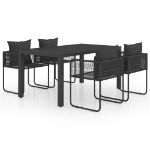 Set da Pranzo da Giardino 5 pz in Rattan PVC Nero