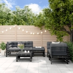 Set Salotto da Giardino 6 pz Nero in Legno Massello di Pino