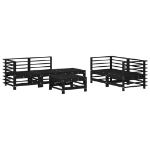 Set Salotto da Giardino 6 pz Nero in Legno Massello di Pino