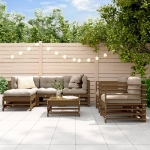 Set Salotto da Giardino 7 pz Miele in Legno Massello di Pino