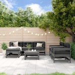 Set Salotto da Giardino 7 pz Grigio in Legno Massello di Pino
