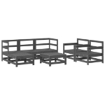 Set Salotto da Giardino 7 pz Grigio in Legno Massello di Pino