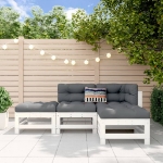 Set Salotto da Giardino 4 pz Bianco in Legno Massello di Pino