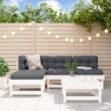 Set Salotto da Giardino 5 pz Bianco in Legno Massello di Pino