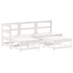 Set Salotto da Giardino 5 pz Bianco in Legno Massello di Pino