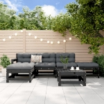 Set Salotto da Giardino 6 pz Nero in Legno Massello di Pino