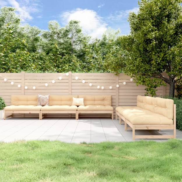 Set Salotto da Giardino 6 pz in Legno Massello di Pino