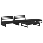 Set Salotto da Giardino 4 pz Nero in Legno Massello di Pino