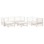 Set Salotto da Giardino 7 pz Bianco in Legno Massello di Pino