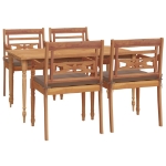 Set da Pranzo Giardino 5 pz con Cuscini Legno Massello di Teak