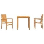 Set da Pranzo per Giardino 3 pz in Legno Massello di Teak