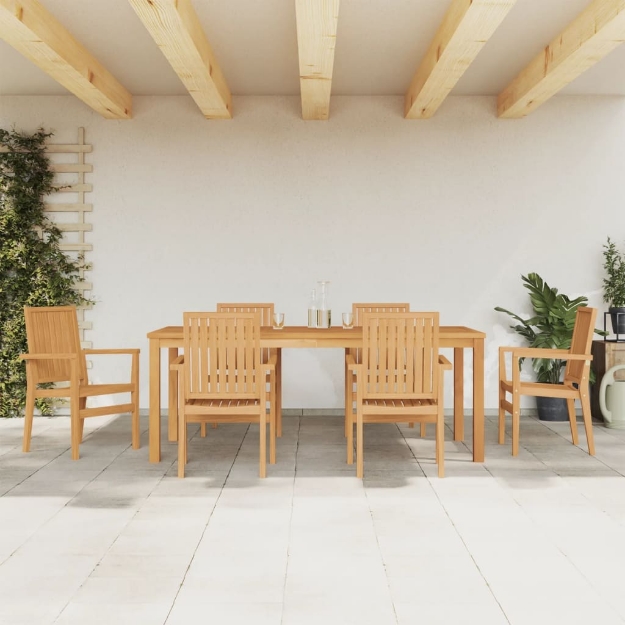 Set da Pranzo da Giardino 7 pz in Legno Massello di Teak