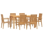 Set da Pranzo da Giardino 7 pz in Legno Massello di Teak