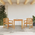 Set da Pranzo per Giardino 3 pz in Legno Massello di Teak