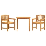 Set da Pranzo per Giardino 3 pz in Legno Massello di Teak