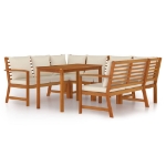 Set da Pranzo Giardino 7pz con Cuscini Legno Massello di Acacia