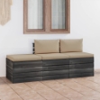 Set Divani da Giardino su Pallet 3 pz con Cuscini Massello Pino