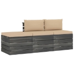 Set Divani da Giardino su Pallet 3 pz con Cuscini Massello Pino