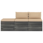 Set Divani da Giardino su Pallet 3 pz con Cuscini Massello Pino