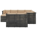 Set Divani da Giardino Pallet 10 pz con Cuscini Massello Pino
