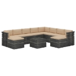 Set Divani da Giardino Pallet 11 pz con Cuscini Massello Pino