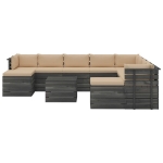 Set Divani da Giardino Pallet 11 pz con Cuscini Massello Pino