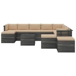 Set Divani da Giardino Pallet 12 pz con Cuscini Massello Pino