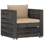 Set Salotto da Giardino 2pz con Cuscini Legno Impregnato Grigio