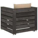 Set Salotto da Giardino 2pz con Cuscini Legno Impregnato Grigio