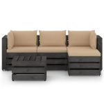 Set Salotto da Giardino 5pz con Cuscini Legno Impregnato Grigio