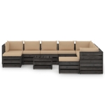 Set Salotto Giardino con Cuscini 11 pz Legno Impregnato Grigio