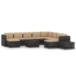 Set Salotto Giardino con Cuscini 12 pz Legno Impregnato Grigio