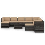 Set Salotto Giardino con Cuscini 12 pz Legno Impregnato Grigio