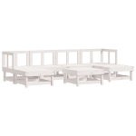 Set Salotto da Giardino 7 pz Bianco in Legno Massello di Pino