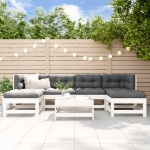 Set Salotto da Giardino 7 pz Bianco in Legno Massello di Pino