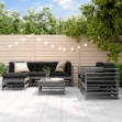 Set Salotto da Giardino 7 pz Grigio in Legno Massello di Pino