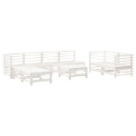 Set Salotto da Giardino 9 pz Bianco in Legno Massello di Pino