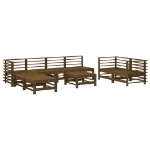 Set Salotto da Giardino 9 pz Miele in Legno Massello di Pino