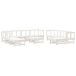 Set Salotto da Giardino 11 pz Bianco in Legno Massello di Pino