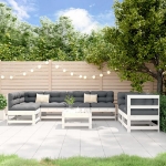 Set Salotto da Giardino 8 pz in Legno Massello di Pino Bianco