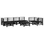 Set Salotto da Giardino 8 pz in Legno Massello di Pino Nero